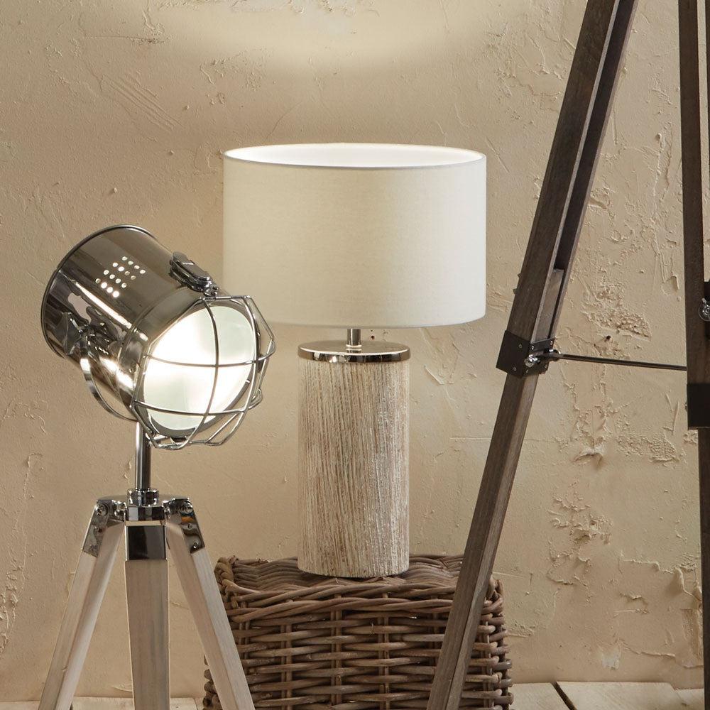 HALEY WHITE WASH WOOD COLUMN TABLE LAMP AND LAMPSHADE-Pacific Lifestyle-South Charlotte Fine Lighting