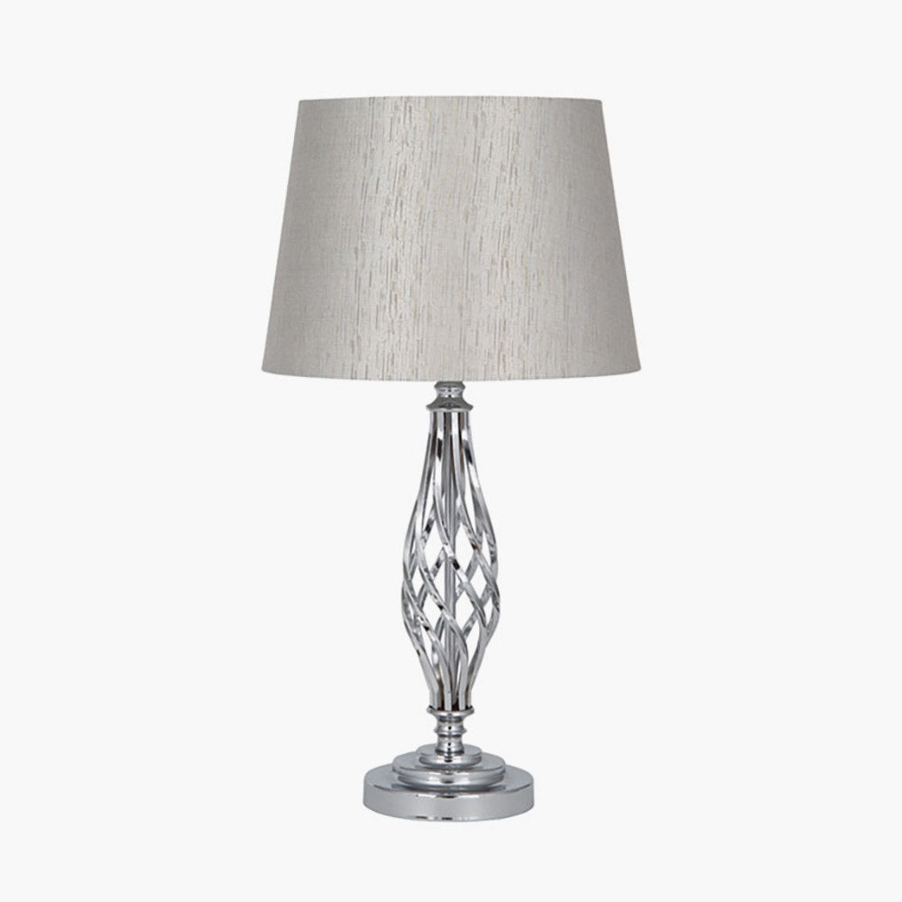 JENNA SILVER METAL TWIST DETAIL TABLE LAMP AND LAMPSHADE-Pacific Lifestyle-South Charlotte Fine Lighting