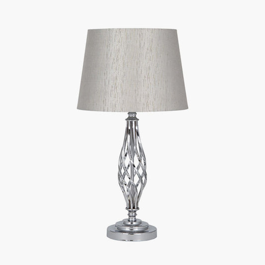 JENNA SILVER METAL TWIST DETAIL TABLE LAMP AND LAMPSHADE-Pacific Lifestyle-South Charlotte Fine Lighting