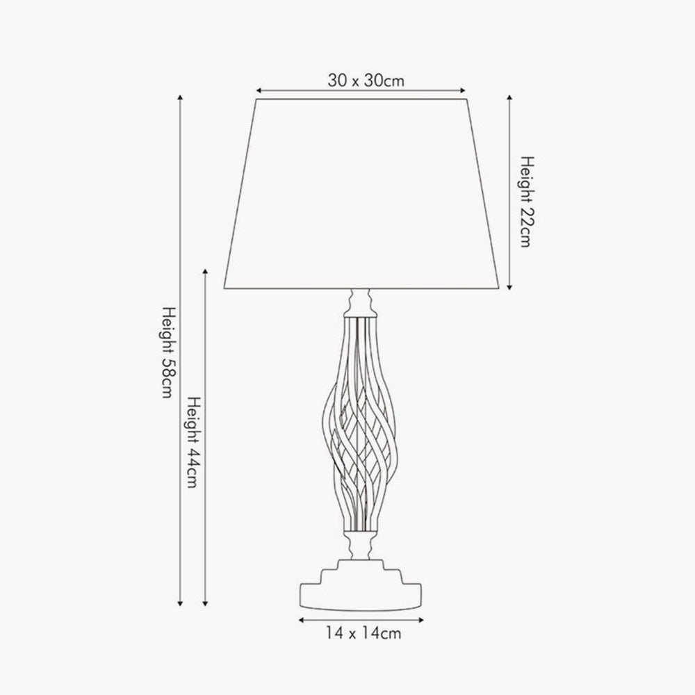 JENNA SILVER METAL TWIST DETAIL TABLE LAMP AND LAMPSHADE-Pacific Lifestyle-South Charlotte Fine Lighting