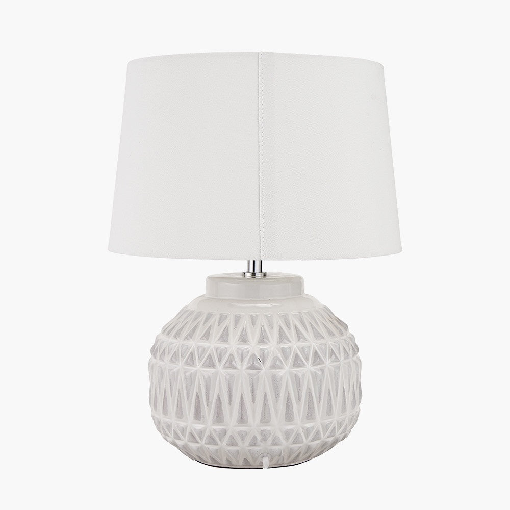 ANNELI WARM WHITE AZTEC TECTURE TABLE LAMP WITH LAMPSHADE-Pacific Lifestyle-South Charlotte Fine Lighting