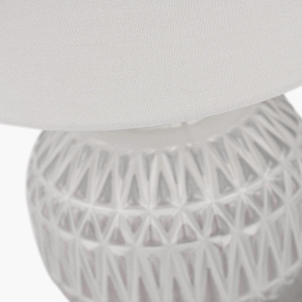 ANNELI WARM WHITE AZTEC TECTURE TABLE LAMP WITH LAMPSHADE-Pacific Lifestyle-South Charlotte Fine Lighting