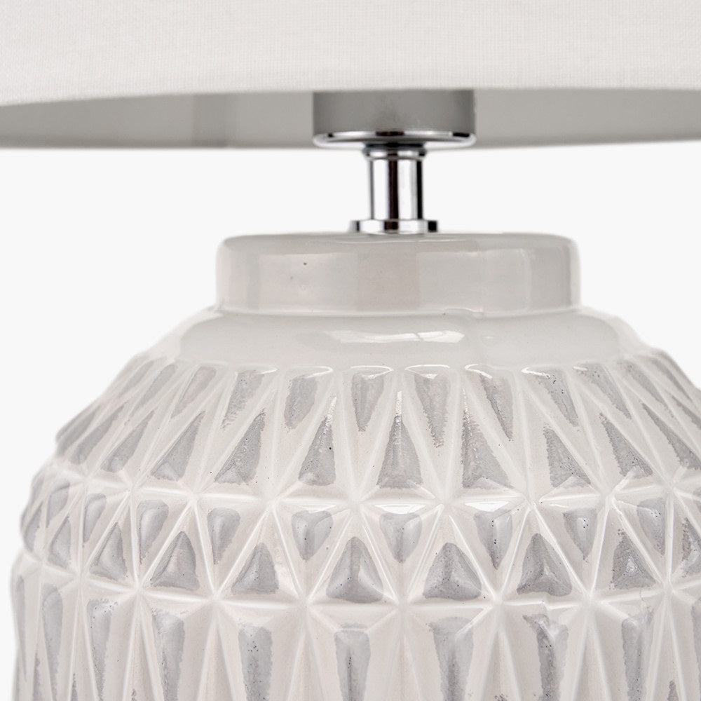 ANNELI WARM WHITE AZTEC TECTURE TABLE LAMP WITH LAMPSHADE-Pacific Lifestyle-South Charlotte Fine Lighting