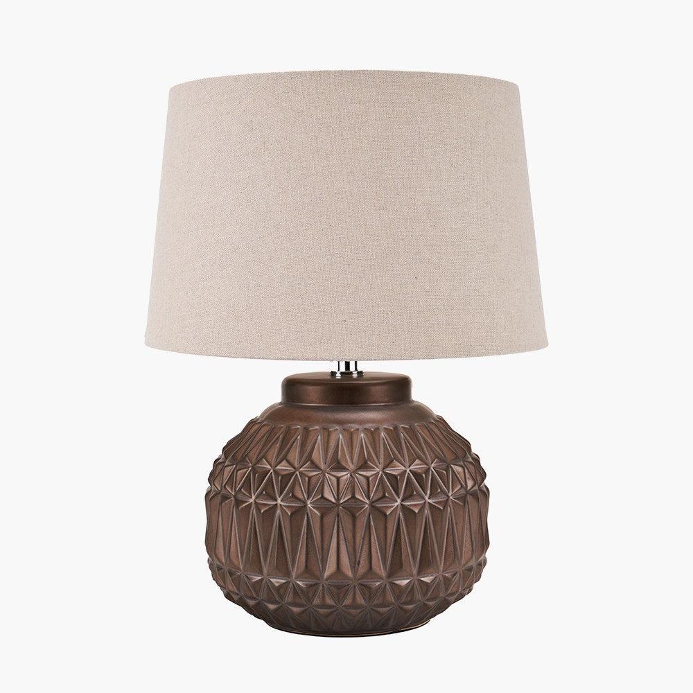 ANNELI BRONZE AZTEC TEXTURE CERAMIC TABLE LAMP WITH LAMPSHADE-Pacific Lifestyle-South Charlotte Fine Lighting