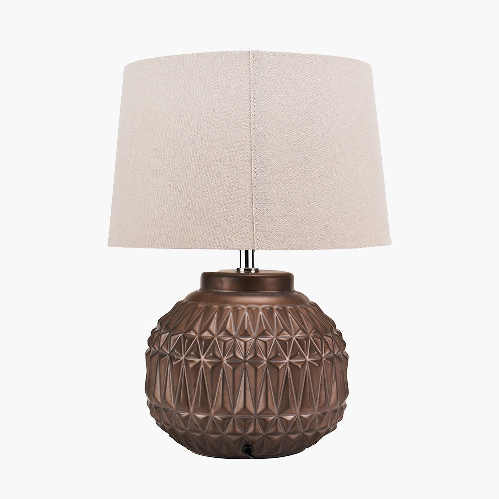 ANNELI BRONZE AZTEC TEXTURE CERAMIC TABLE LAMP WITH LAMPSHADE-Pacific Lifestyle-South Charlotte Fine Lighting