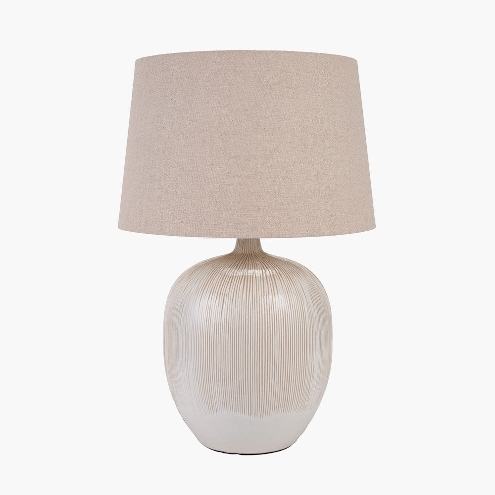 GRETA NATURAL AND CREAM TEXTURED CERAMIC TABLE LAMP WITH LAMPSHADE-Pacific Lifestyle-South Charlotte Fine Lighting