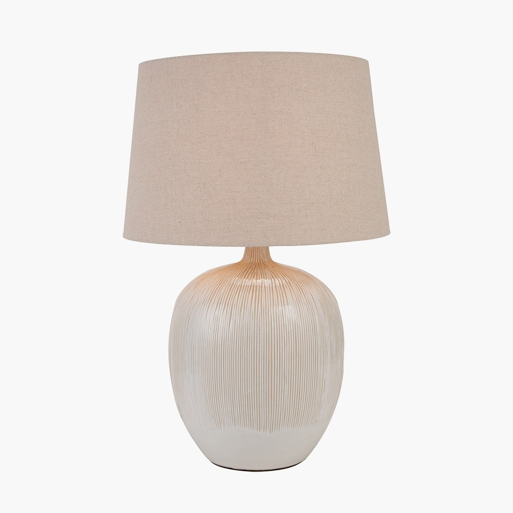 GRETA NATURAL AND CREAM TEXTURED CERAMIC TABLE LAMP WITH LAMPSHADE-Pacific Lifestyle-South Charlotte Fine Lighting
