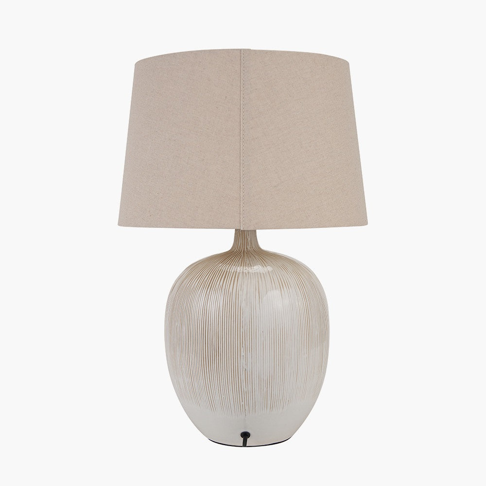 GRETA NATURAL AND CREAM TEXTURED CERAMIC TABLE LAMP WITH LAMPSHADE-Pacific Lifestyle-South Charlotte Fine Lighting