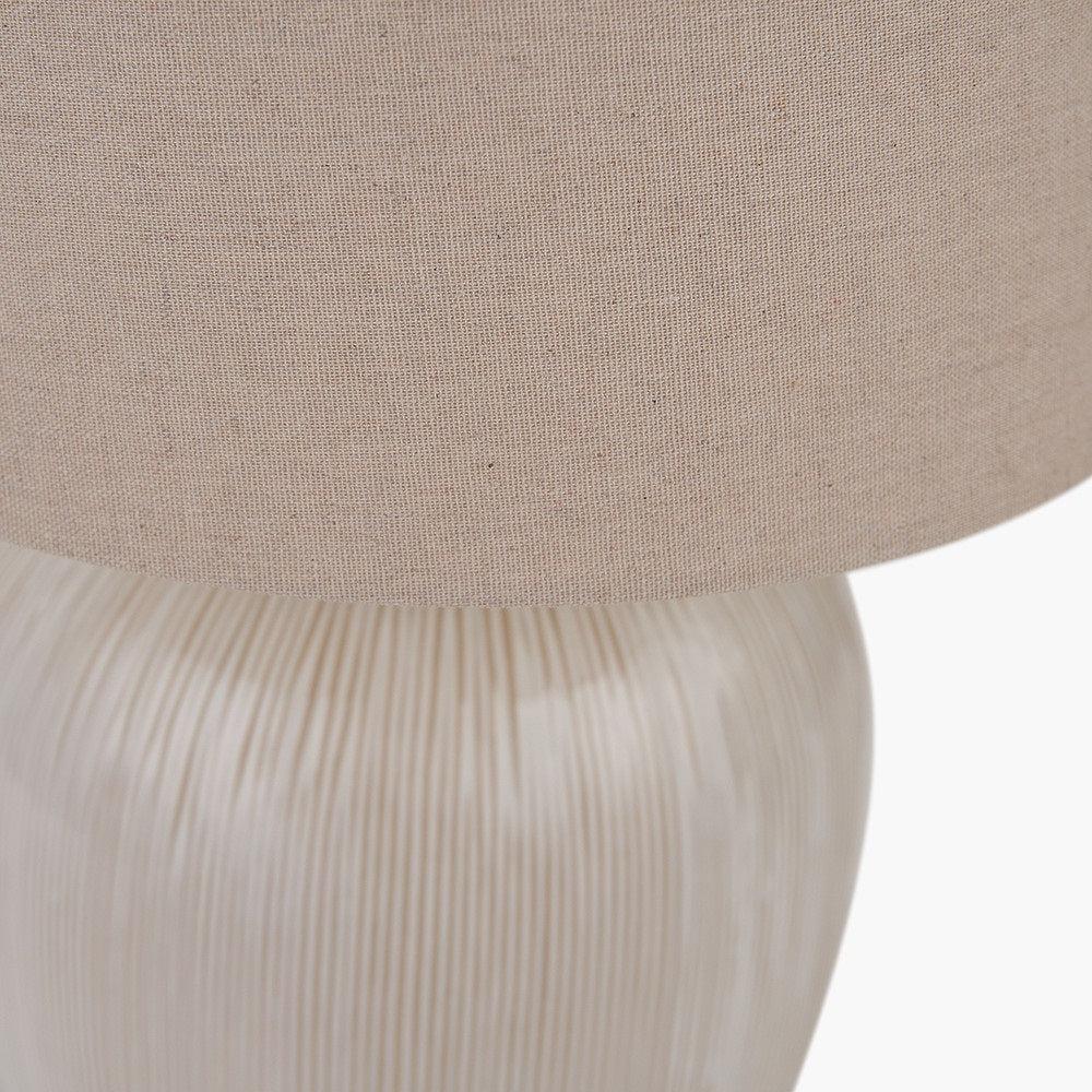 GRETA NATURAL AND CREAM TEXTURED CERAMIC TABLE LAMP WITH LAMPSHADE-Pacific Lifestyle-South Charlotte Fine Lighting
