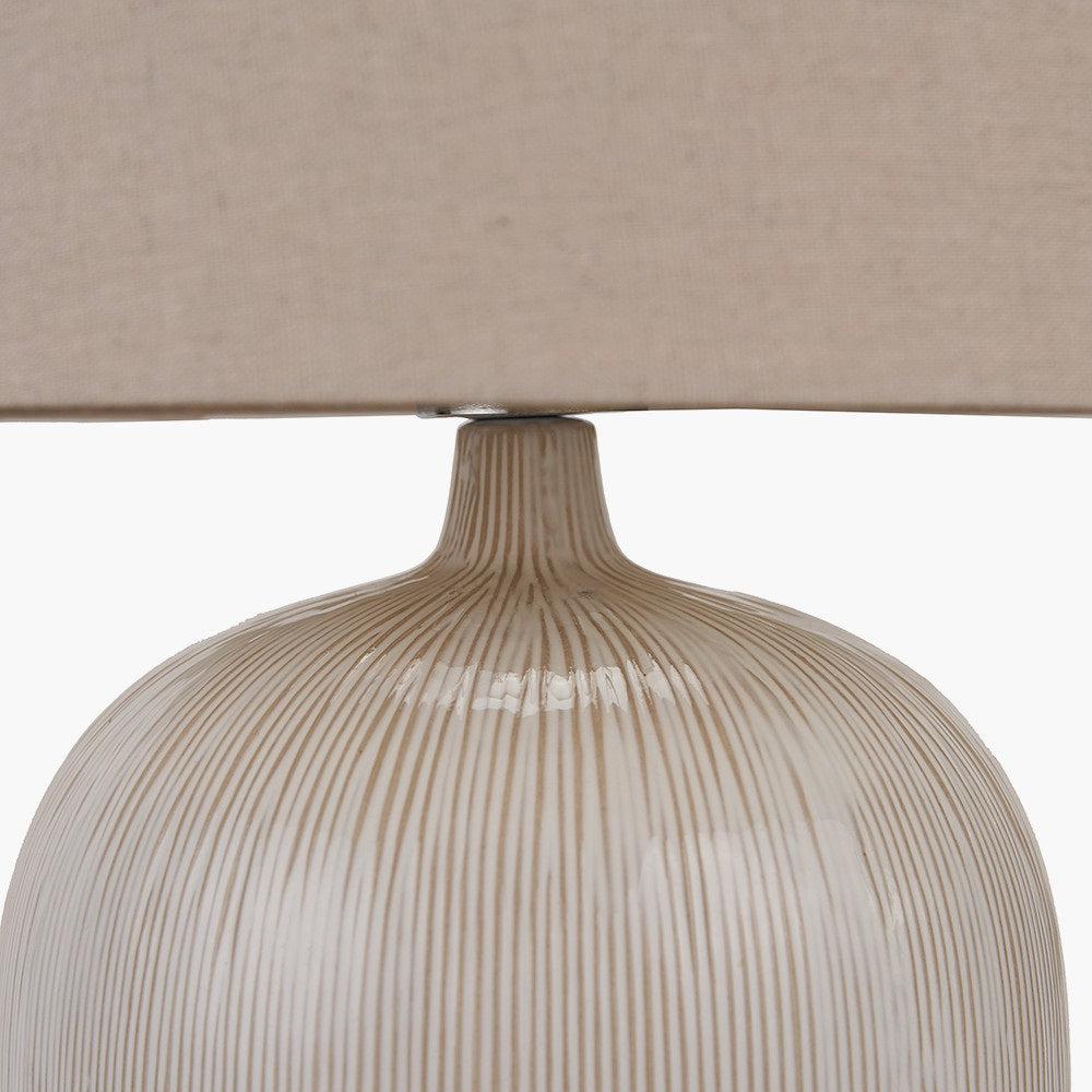 GRETA NATURAL AND CREAM TEXTURED CERAMIC TABLE LAMP WITH LAMPSHADE-Pacific Lifestyle-South Charlotte Fine Lighting