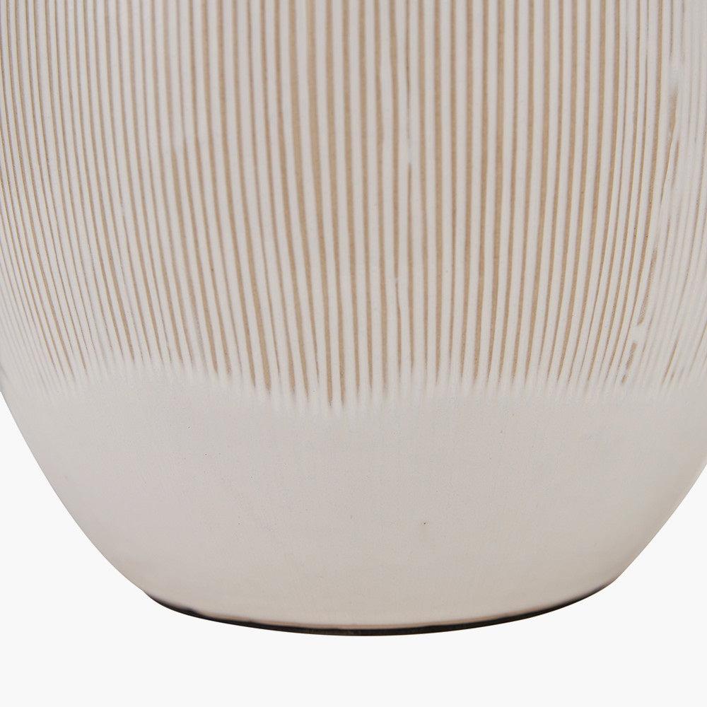 GRETA NATURAL AND CREAM TEXTURED CERAMIC TABLE LAMP WITH LAMPSHADE-Pacific Lifestyle-South Charlotte Fine Lighting