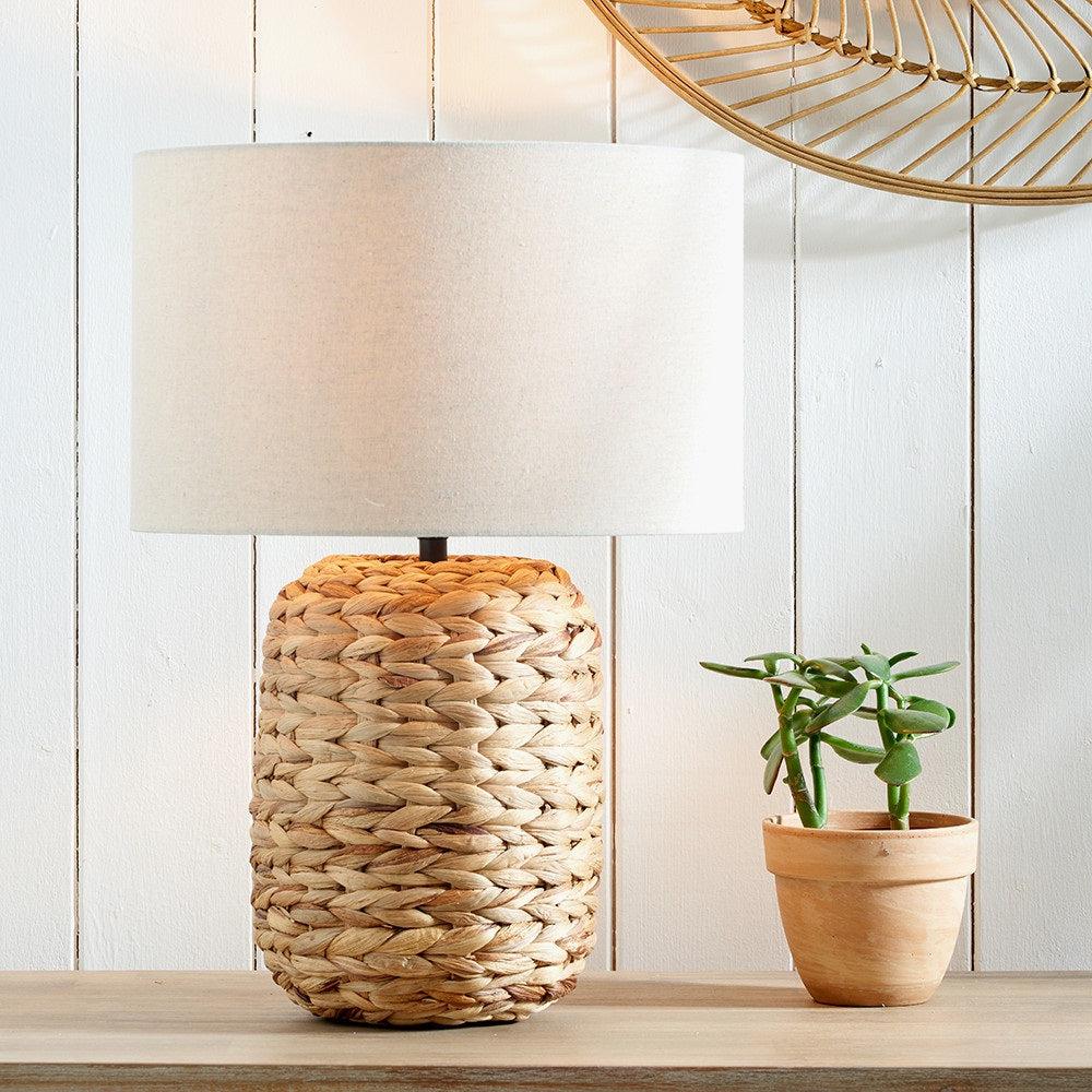 ZADI NATURAL PLAITED TALL WATER HYACINTH TABLE LAMP WITH LAMPSHADE-Pacific Lifestyle-South Charlotte Fine Lighting