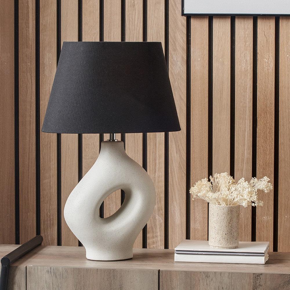ULLA MONOCHROME ORGANIC CERAMIC TABLE LAMP WITH LAMPSHADE-Pacific Lifestyle-South Charlotte Fine Lighting