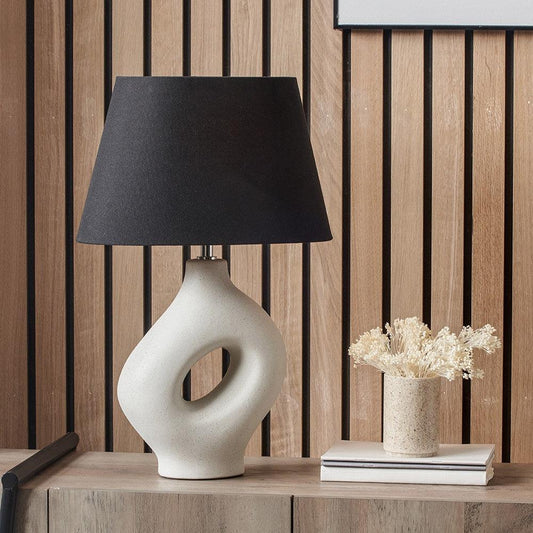 ULLA MONOCHROME ORGANIC CERAMIC TABLE LAMP WITH LAMPSHADE-Pacific Lifestyle-South Charlotte Fine Lighting