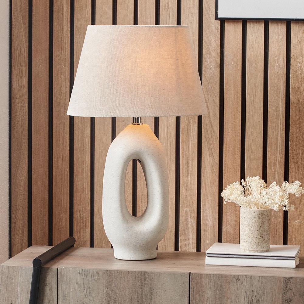LAILA NATURAL ORGANIC TALL CERAMIC TABLE LAMP WITH LAMPSHADE-Pacific Lifestyle-South Charlotte Fine Lighting