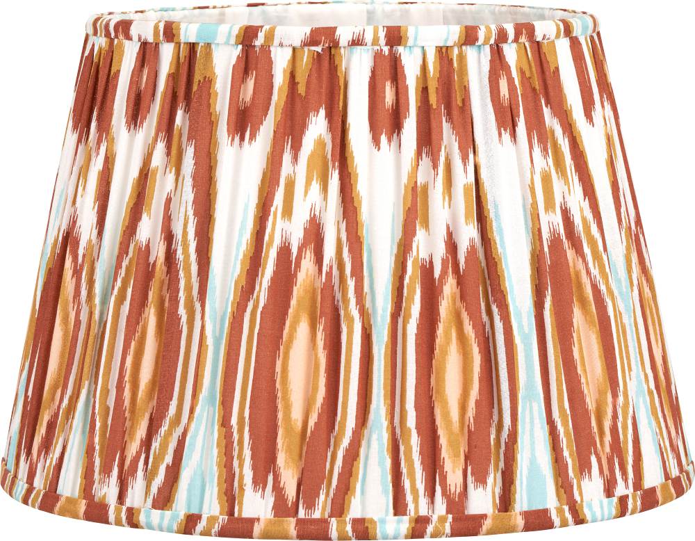 Izara 35cm Cinnamon Ikat Patterned Mushroom Pleat Tapered Lampshade