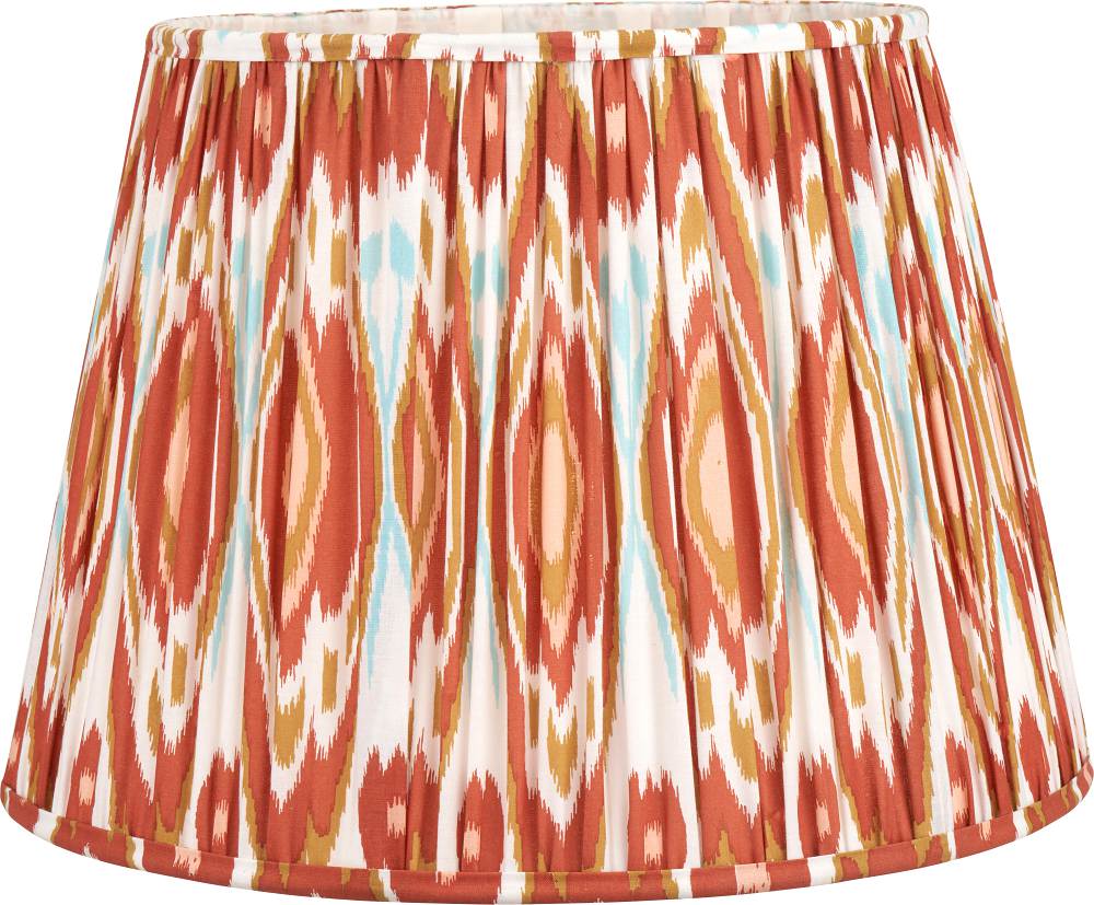 Izara 35cm Cinnamon Ikat Patterned Mushroom Pleat Tapered Lampshade