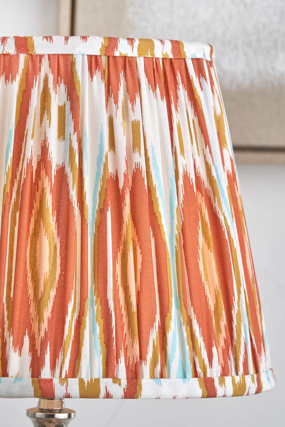 Izara 35cm Cinnamon Ikat Patterned Mushroom Pleat Tapered Lampshade