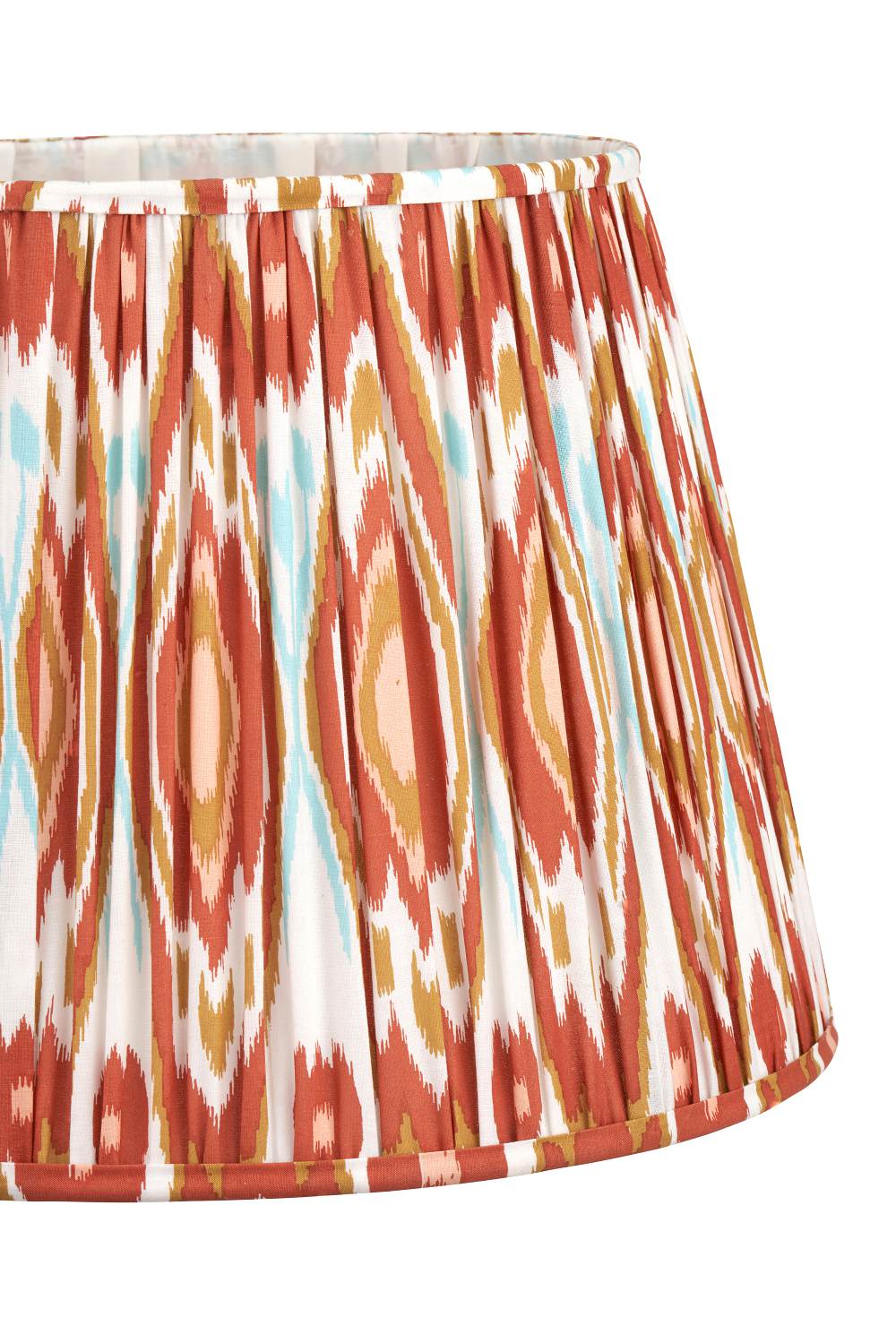 Izara 40cm Cinnamon Ikat Patterned Mushroom Pleat Tapered Lampshade