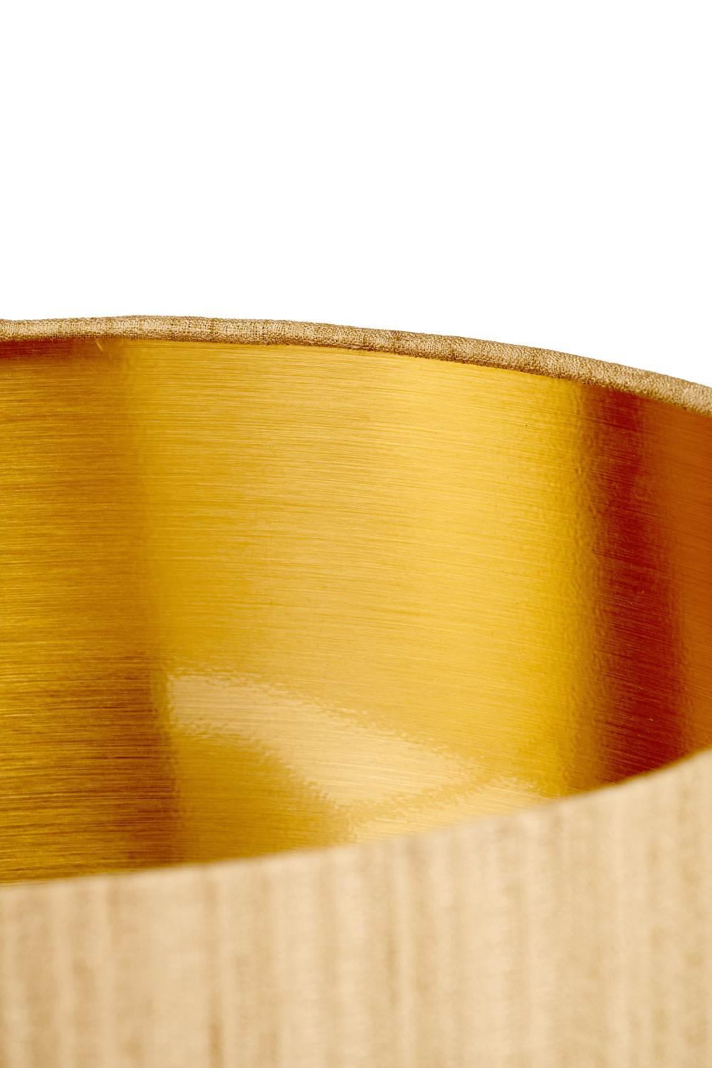 Stellan 40cm Gold Slubbed Faux Silk Gold Lined Cylinder Lampshade