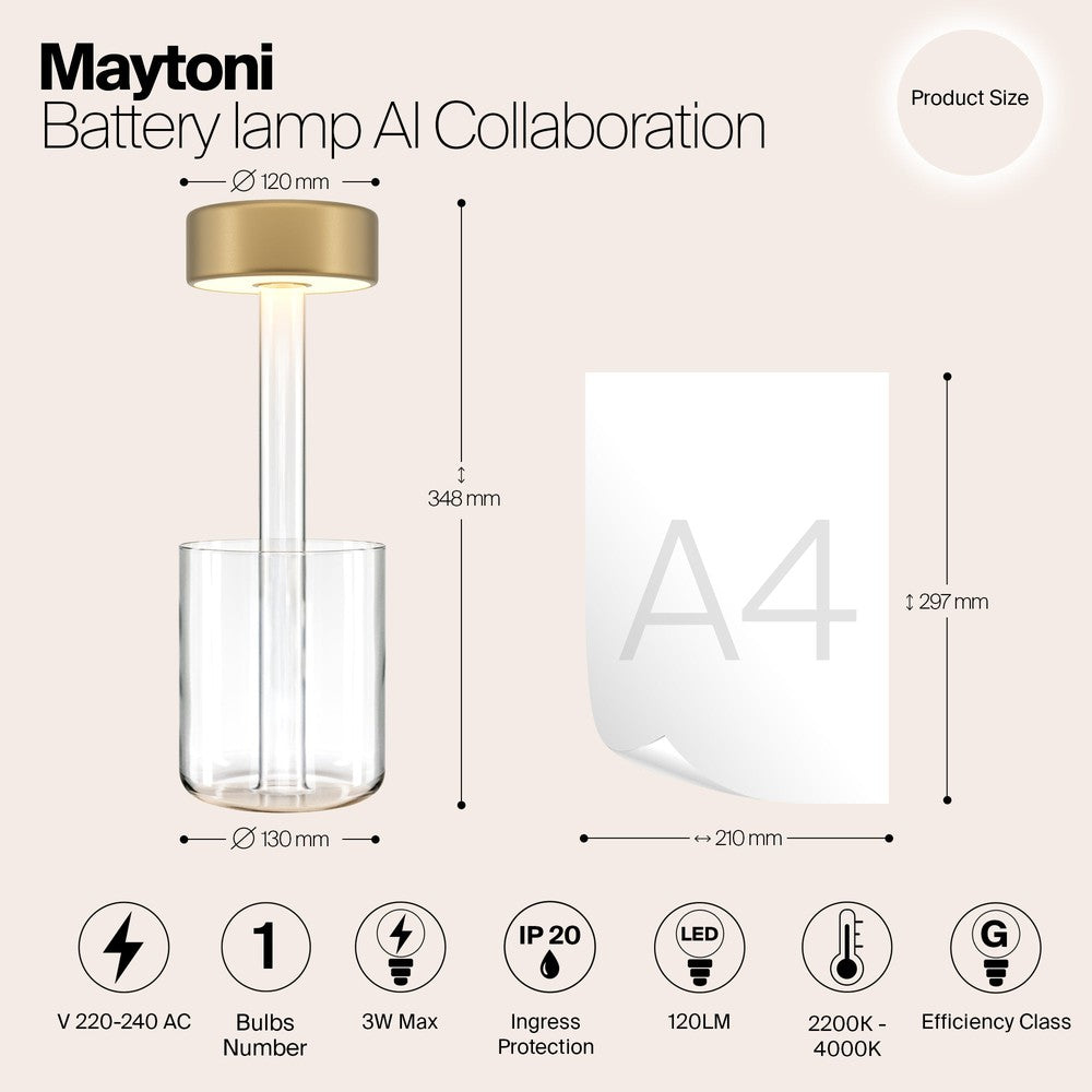 AI Collaboration Table Lamp With Gold And Clear Styling-Maytoni-South Charlotte Fine Lighting