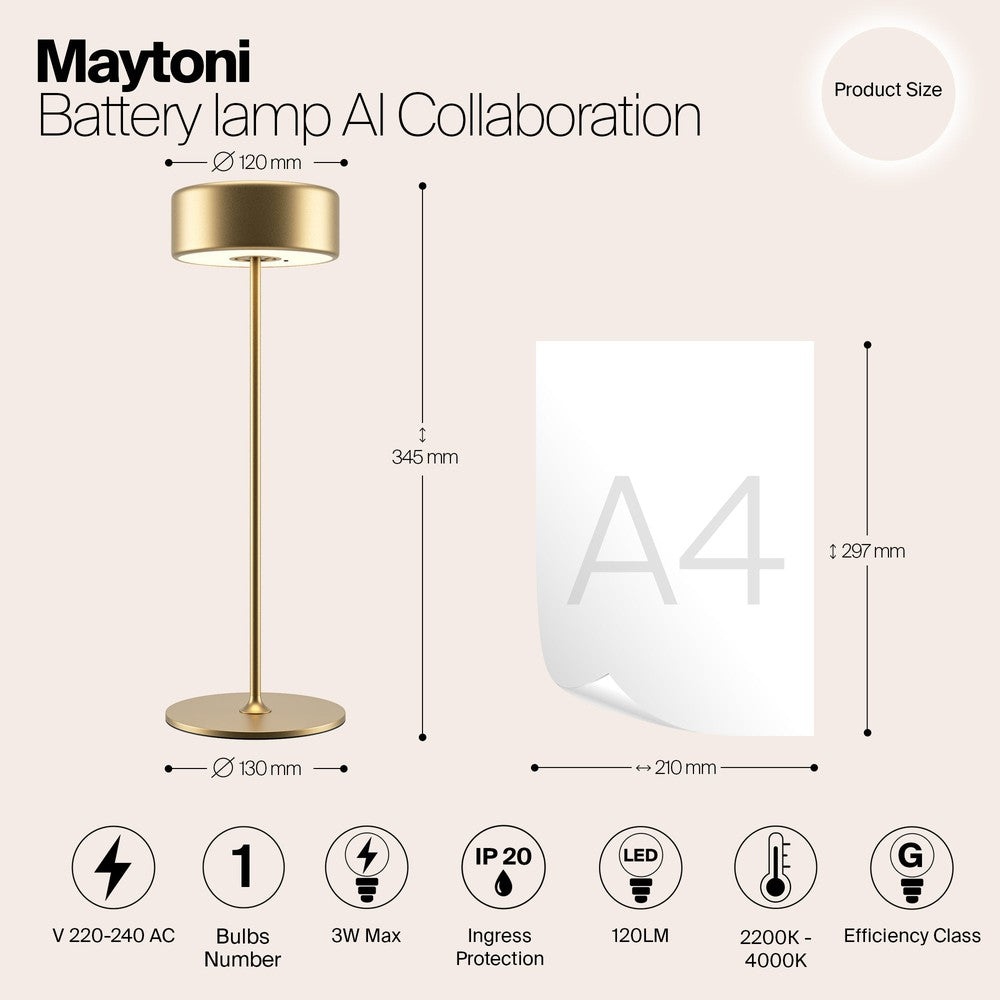 AI Collaboration Table Lamp With Gold Styling-Maytoni-South Charlotte Fine Lighting