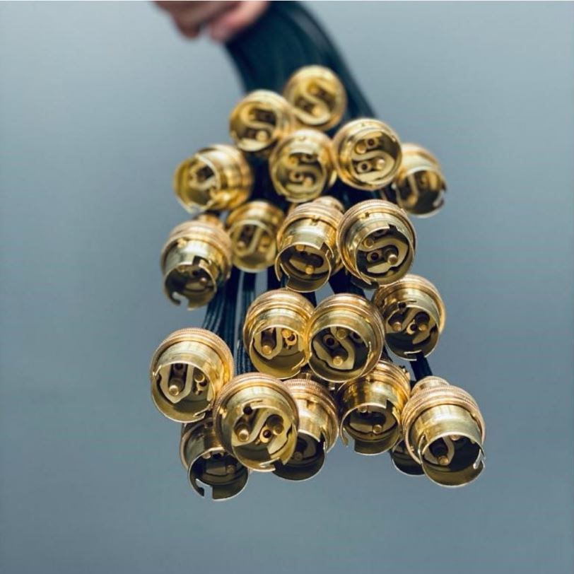 Solid brass fittings used on modern luxury chandeliers supplied by South Charlotte Fine Lighting