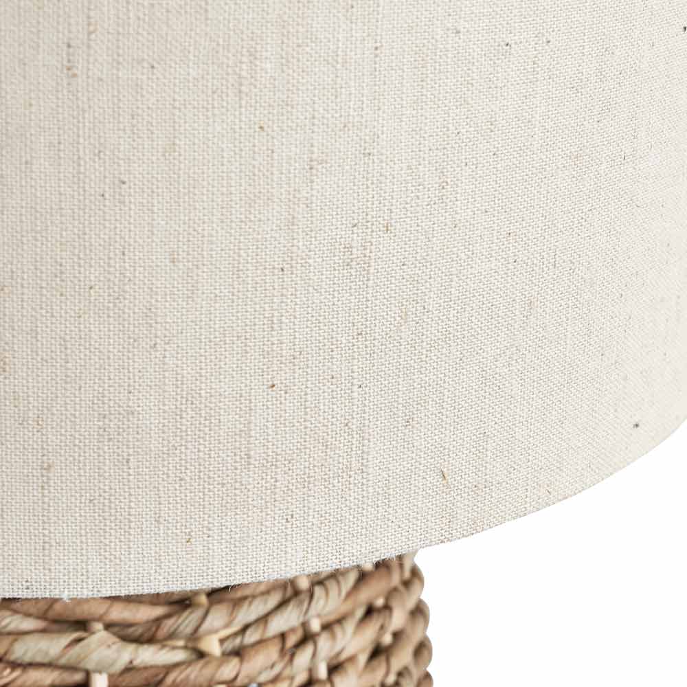 Close-up of beige textured jute lampshade