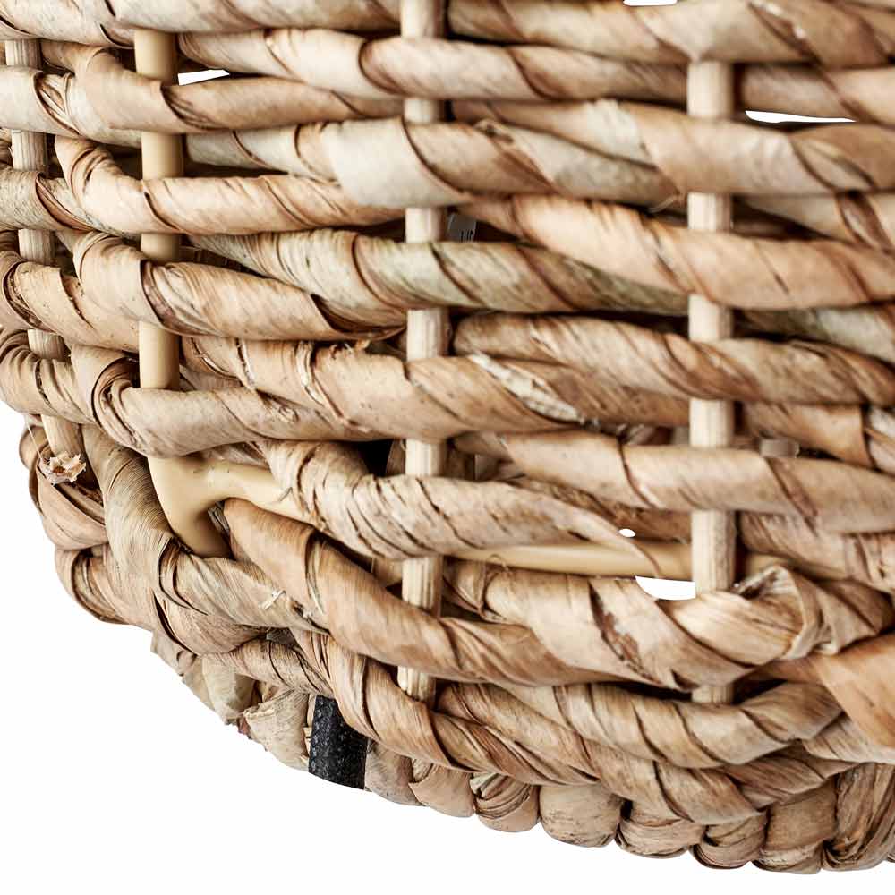 Close-up on handwoven base of Acer rustic table lamp
