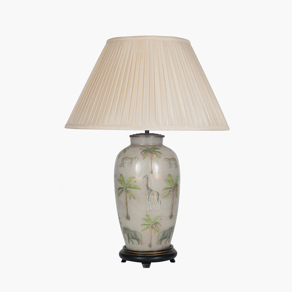 African table lamp with optional empire style shade, both sold by South Charlotte Fine Lighting