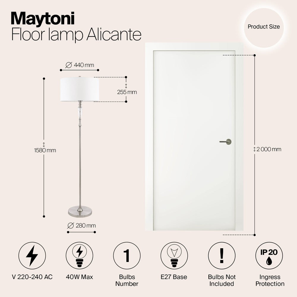 Alicante Floor Lamp With Nickel Styling-Maytoni-South Charlotte Fine Lighting