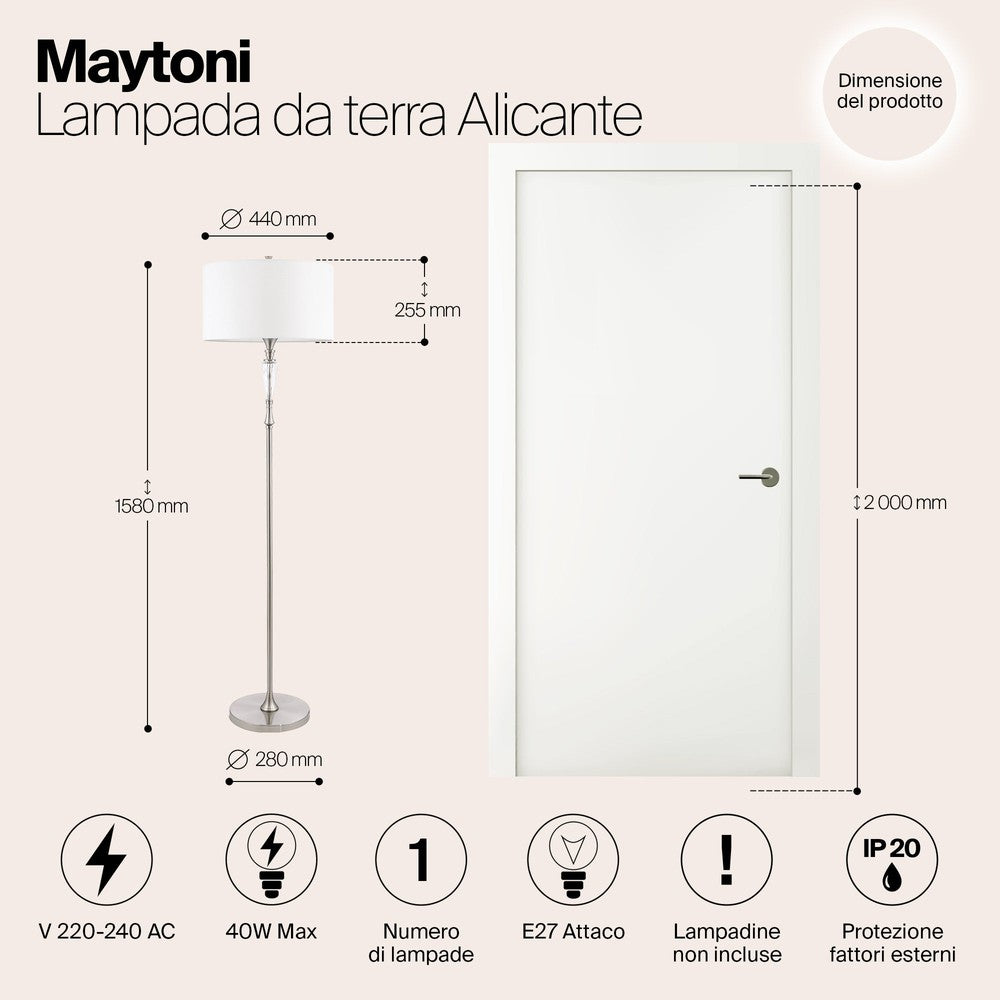 Alicante Floor Lamp With Nickel Styling-Maytoni-South Charlotte Fine Lighting