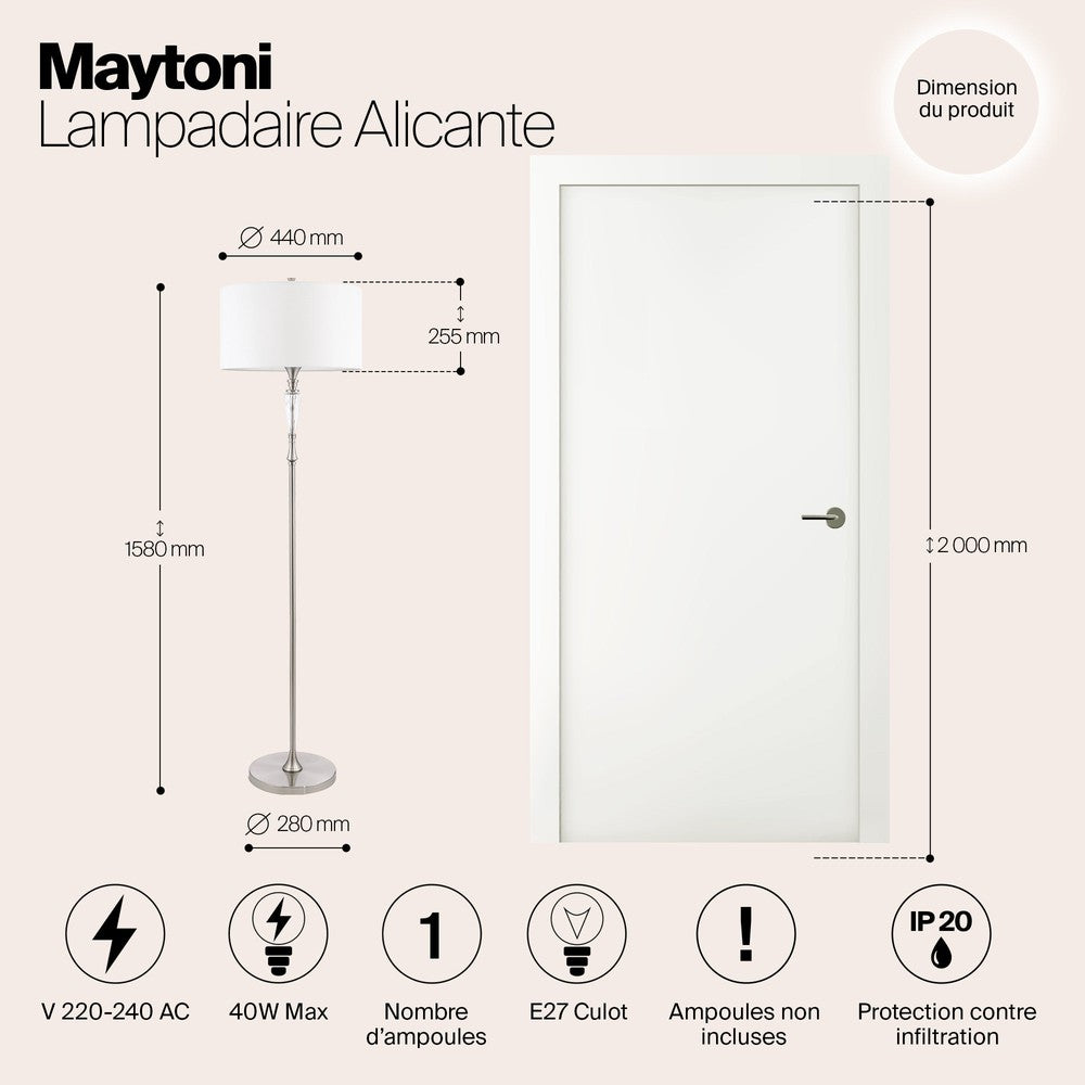 Alicante Floor Lamp With Nickel Styling-Maytoni-South Charlotte Fine Lighting