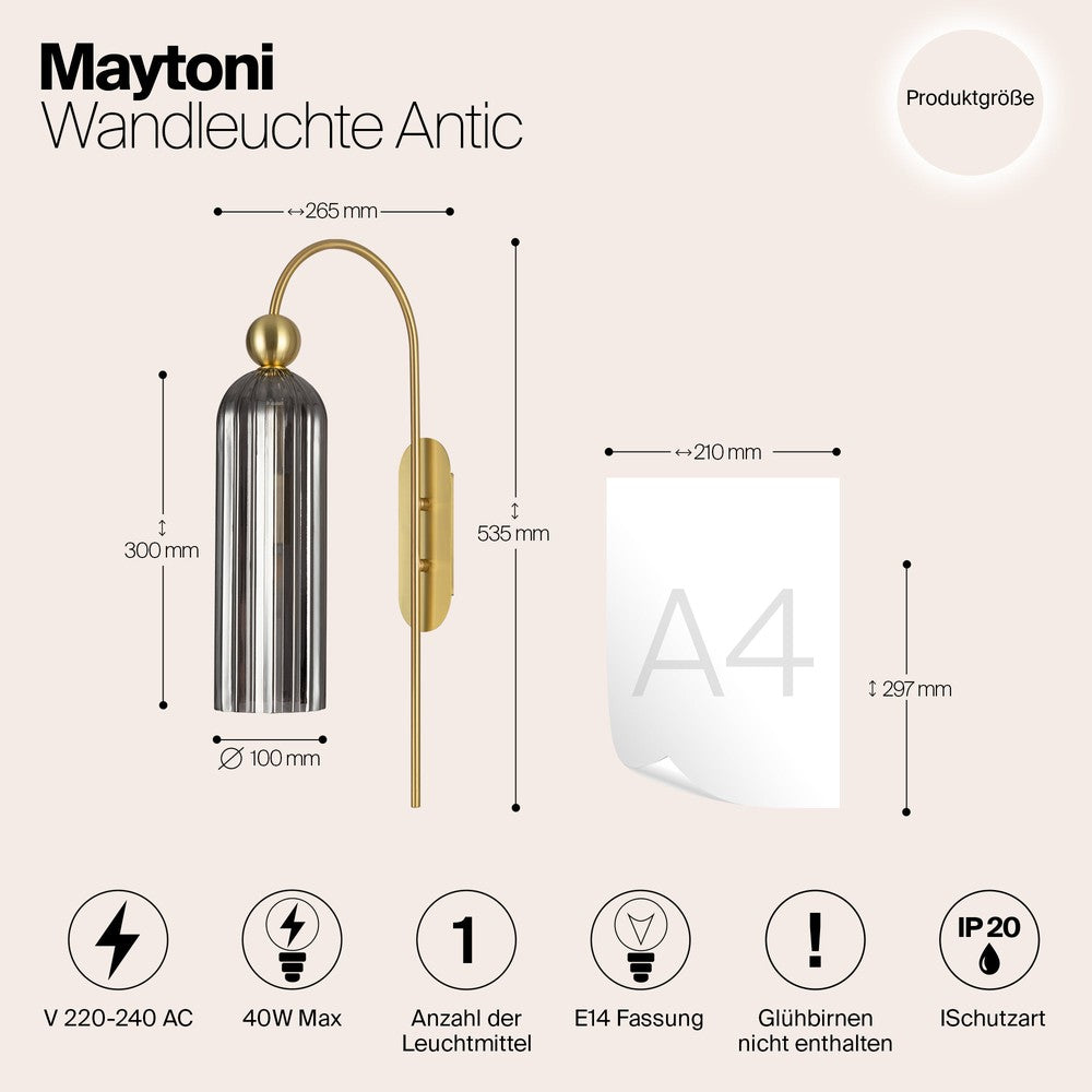 Antic Wall Pendant Lamp With Gold Styling-Maytoni-South Charlotte Fine Lighting
