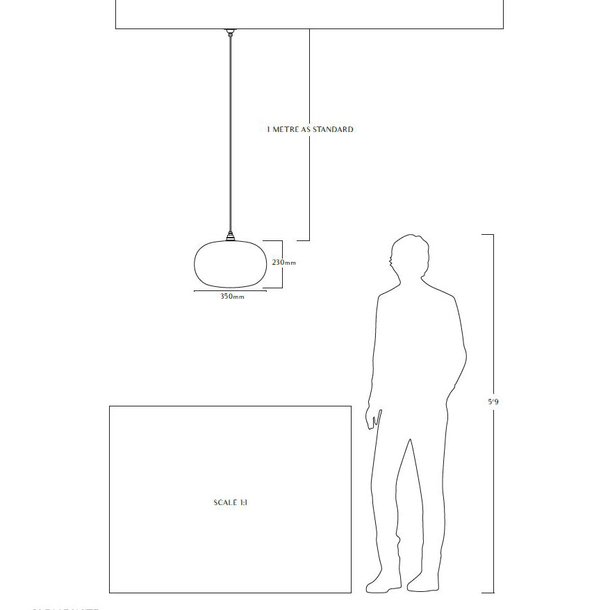 Leverint Archway XL large glass pendant light scale diagram