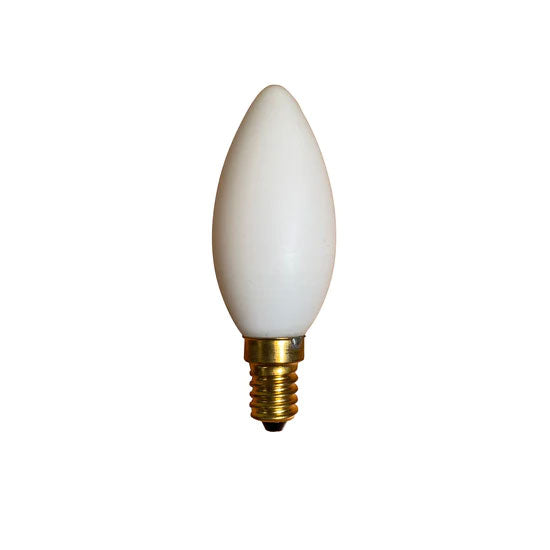 Arlo Frosted LED Candle Bulb in E14 or B22 fittings. This bulb is fully dimmable and is sold by South Charlotte Fine Lighting.