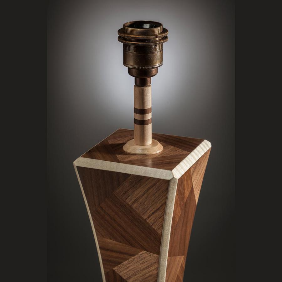 Brass fitting on Artisan Abstract luxury living room table lamp sold by South Charlotte Fine Lighting