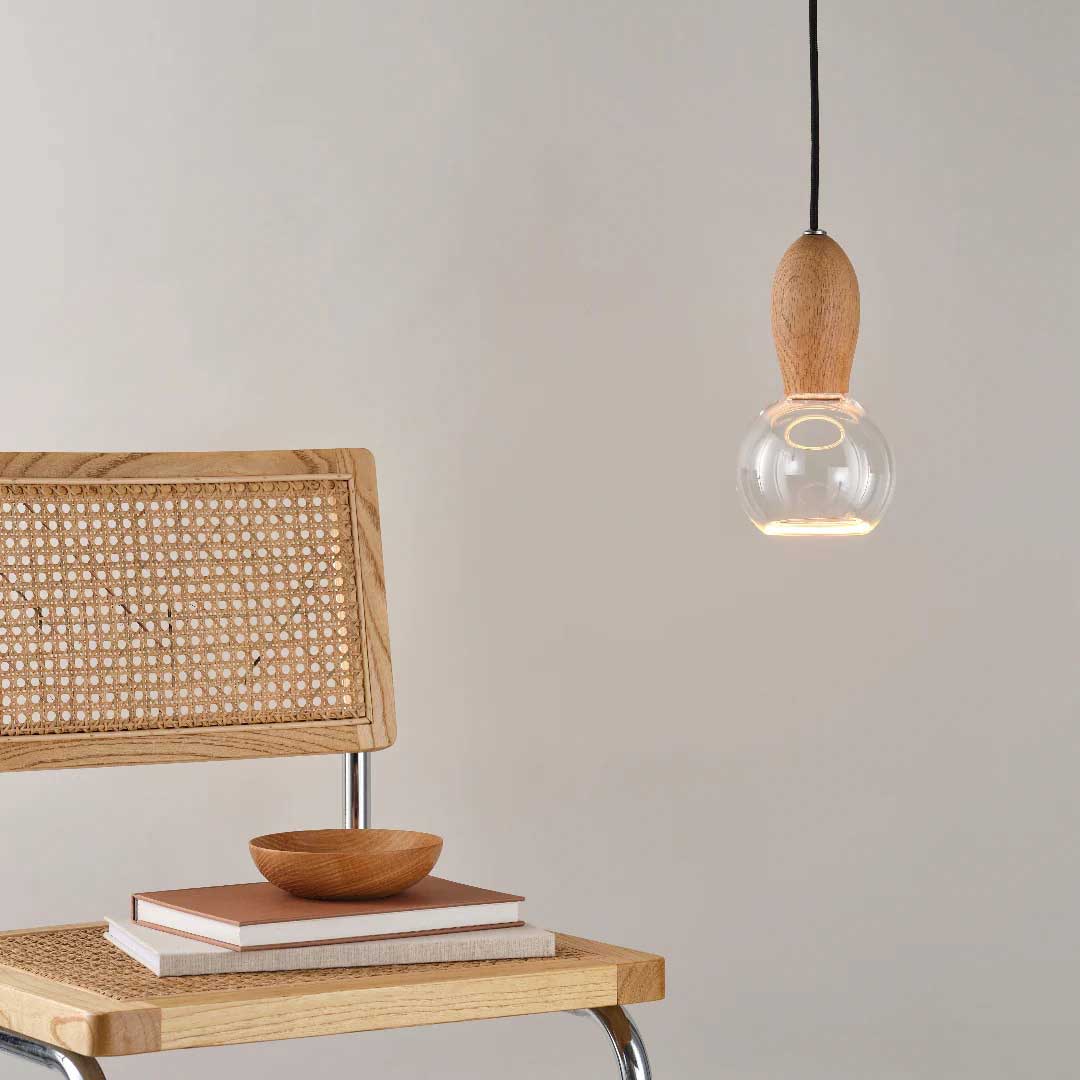 Azure Orb G125 with optional Woody Well Lit pendant light.