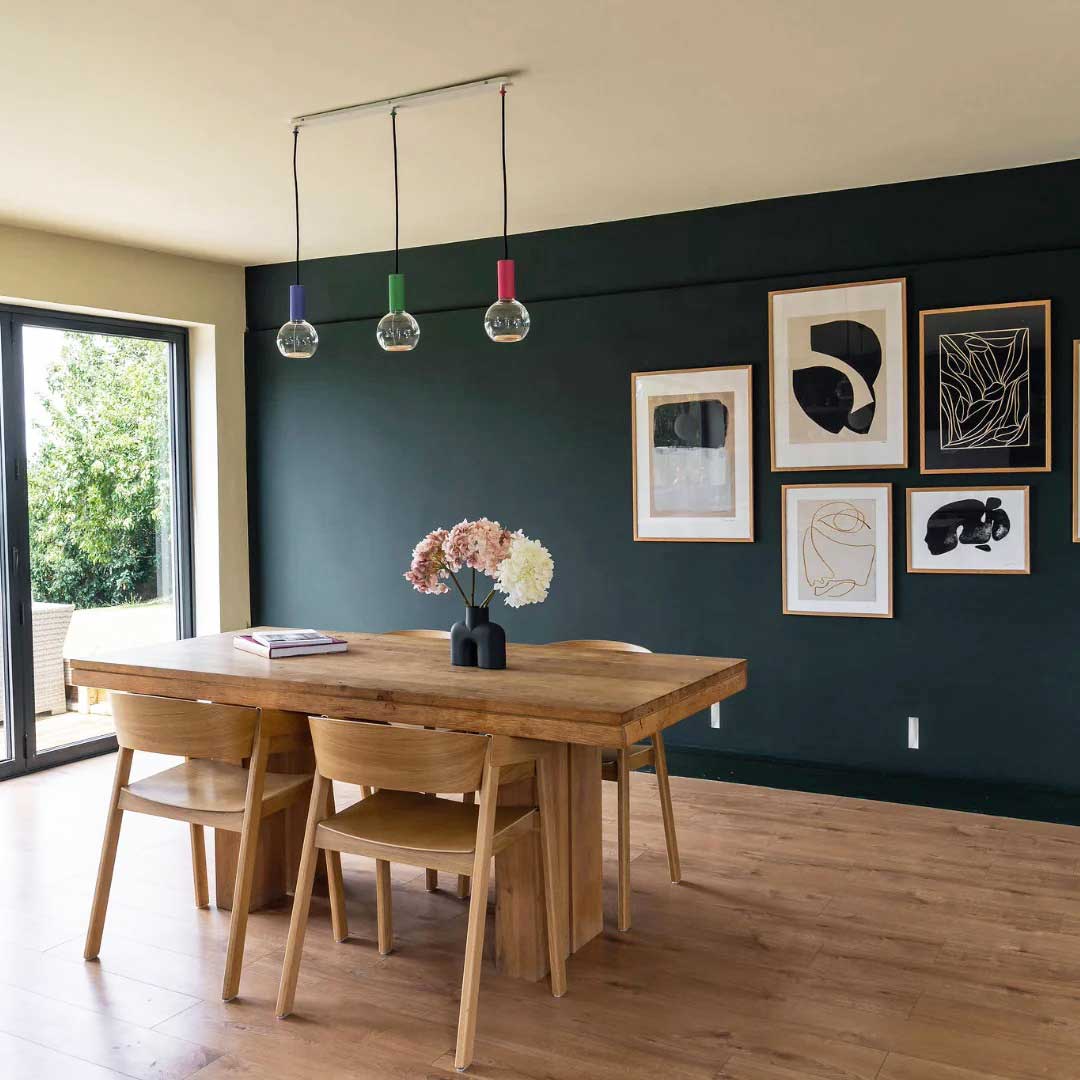 Azure Orb G125 with optional Well Lit Spin Pendant Lights in a range of colours