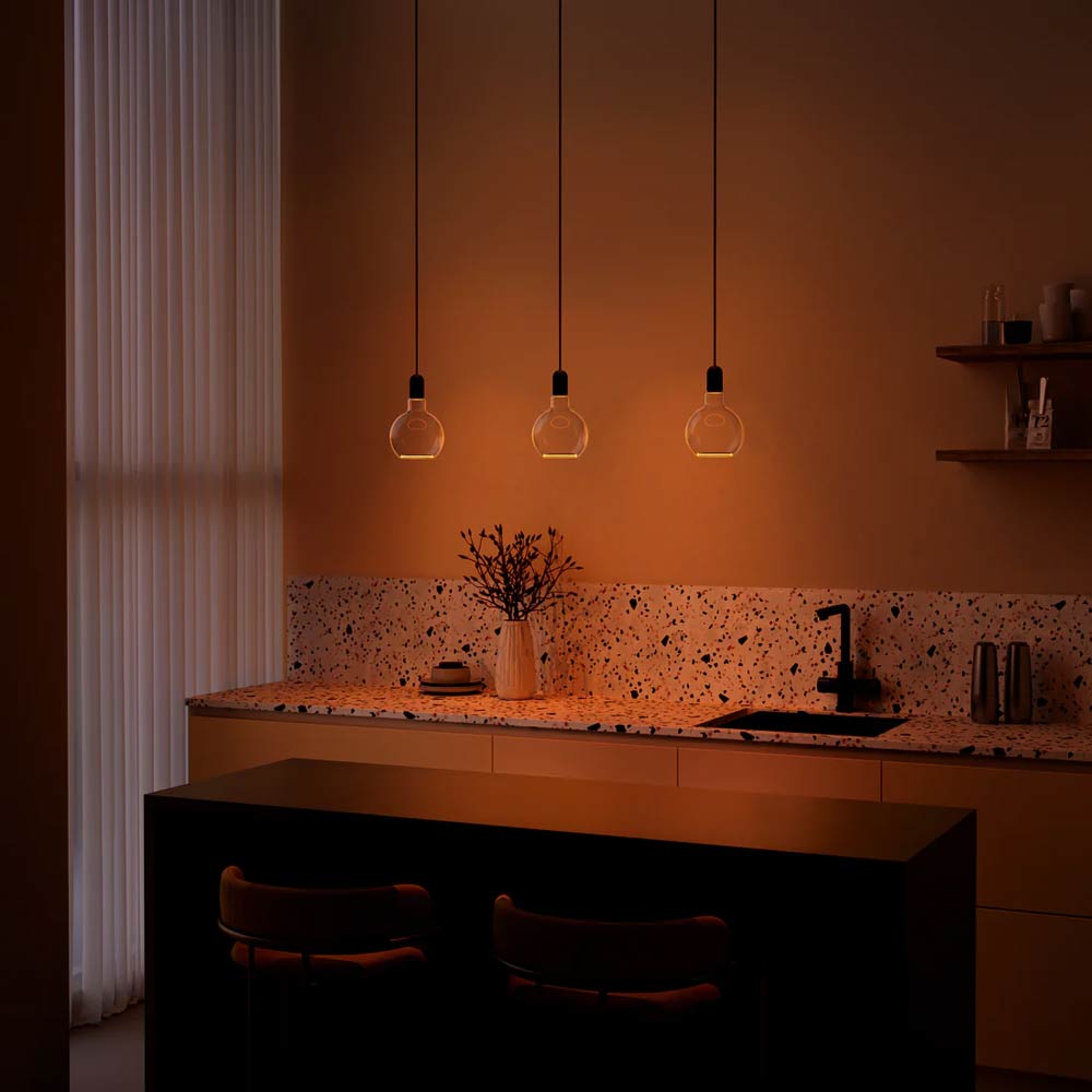 Azure Orb Linear 3 Drop Chandelier
