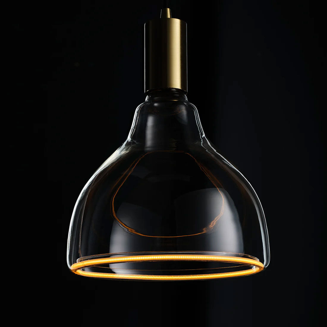 Azure S-Curve E27 Light Bulb against black background