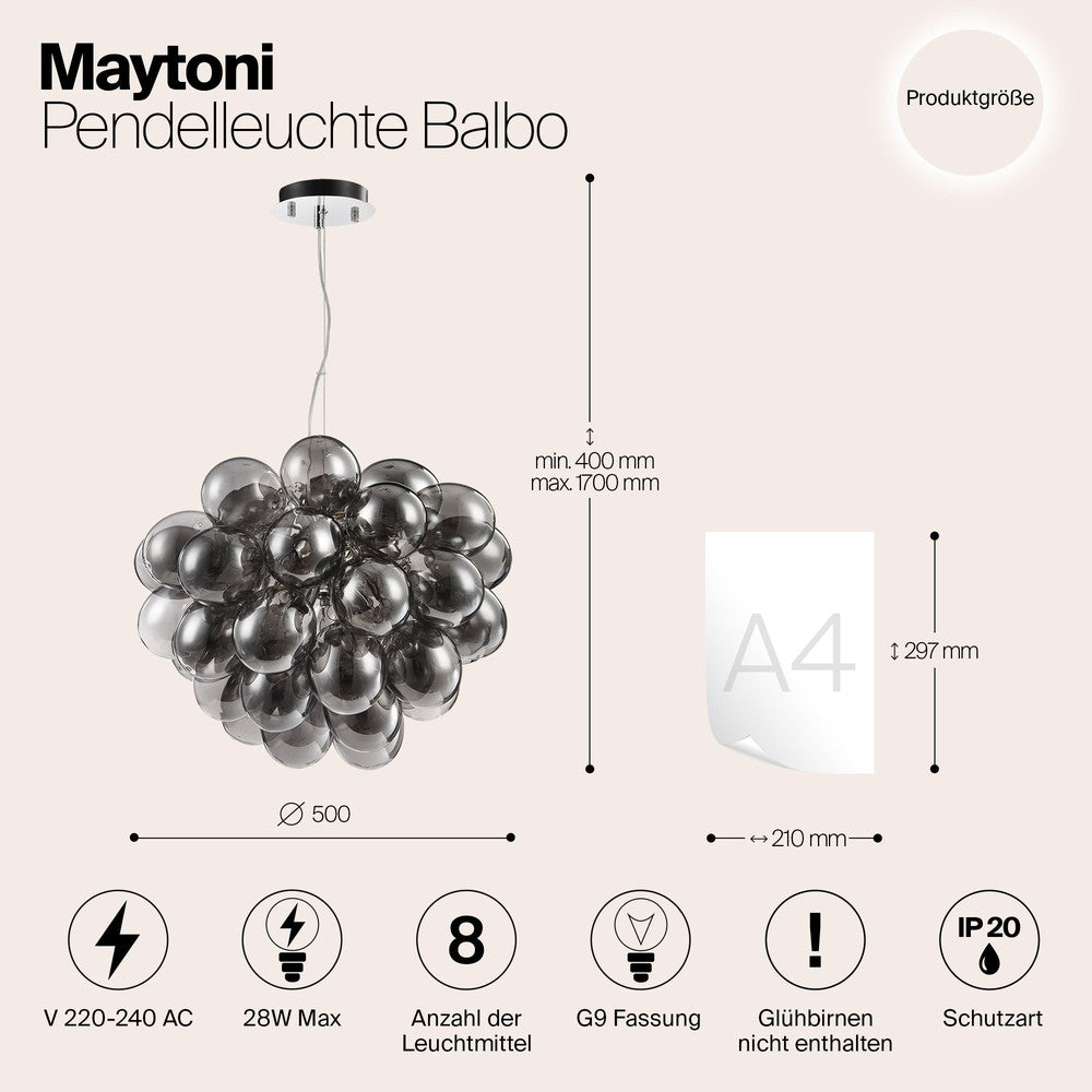 Balbo Long Chandelier With Nickel Styling - Smoky-Maytoni-South Charlotte Fine Lighting