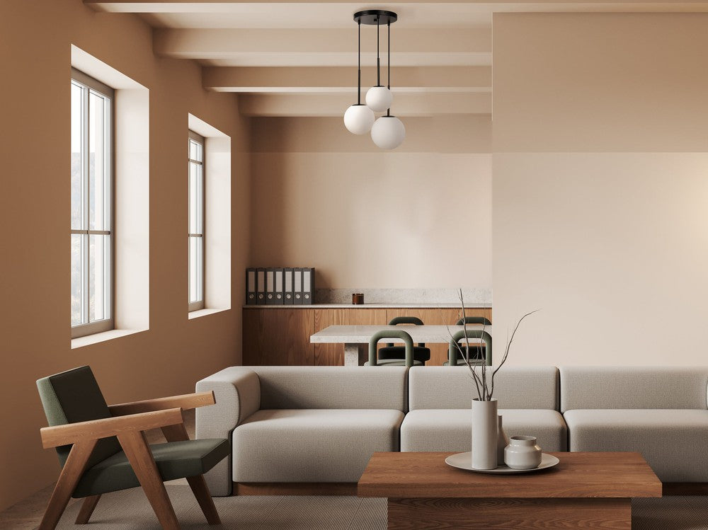 Basic form Pendant Lamp In Black - Three Lights Frosted-Maytoni-South Charlotte Fine Lighting