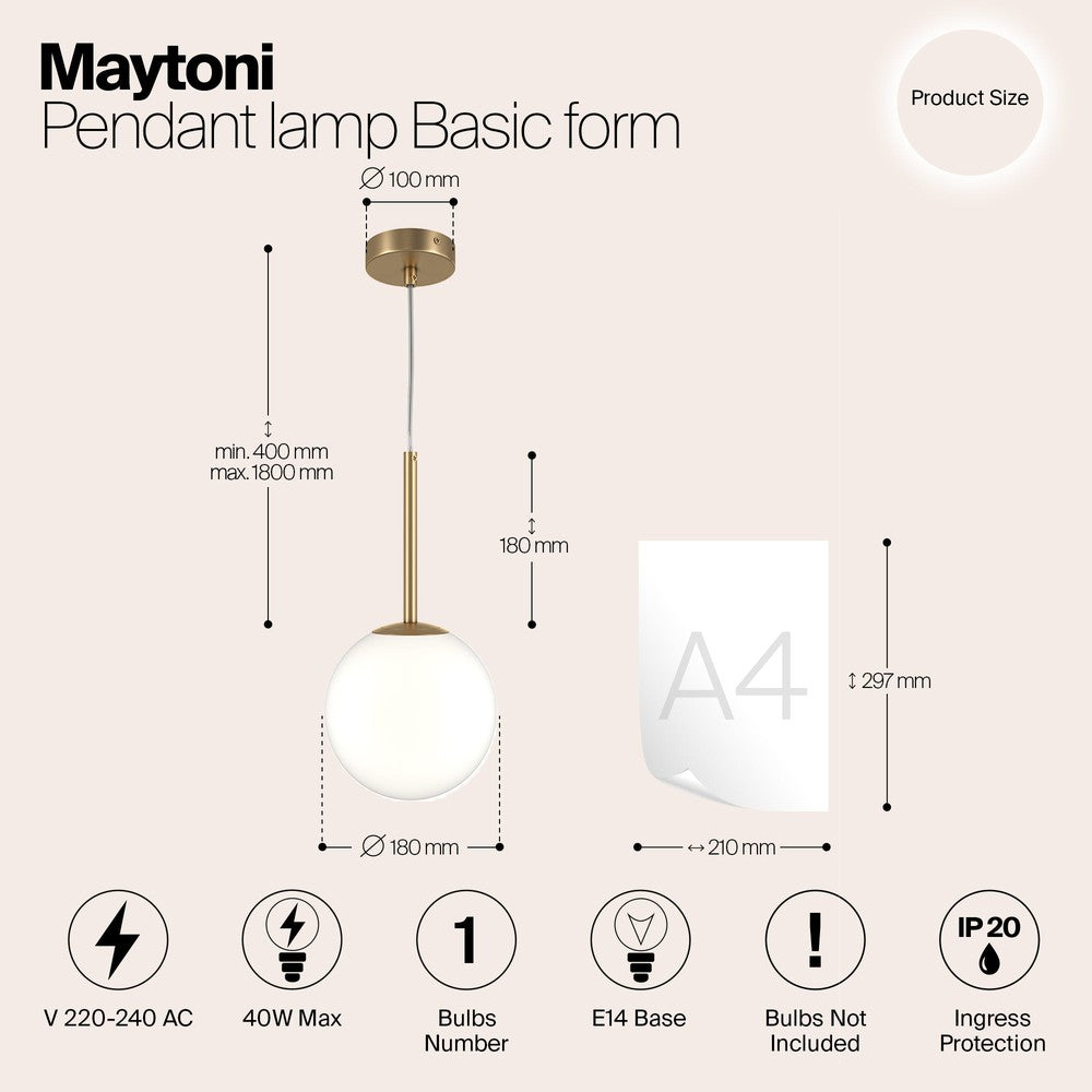 Basic form Pendant Lamp With Gold Styling - Small-Maytoni-South Charlotte Fine Lighting