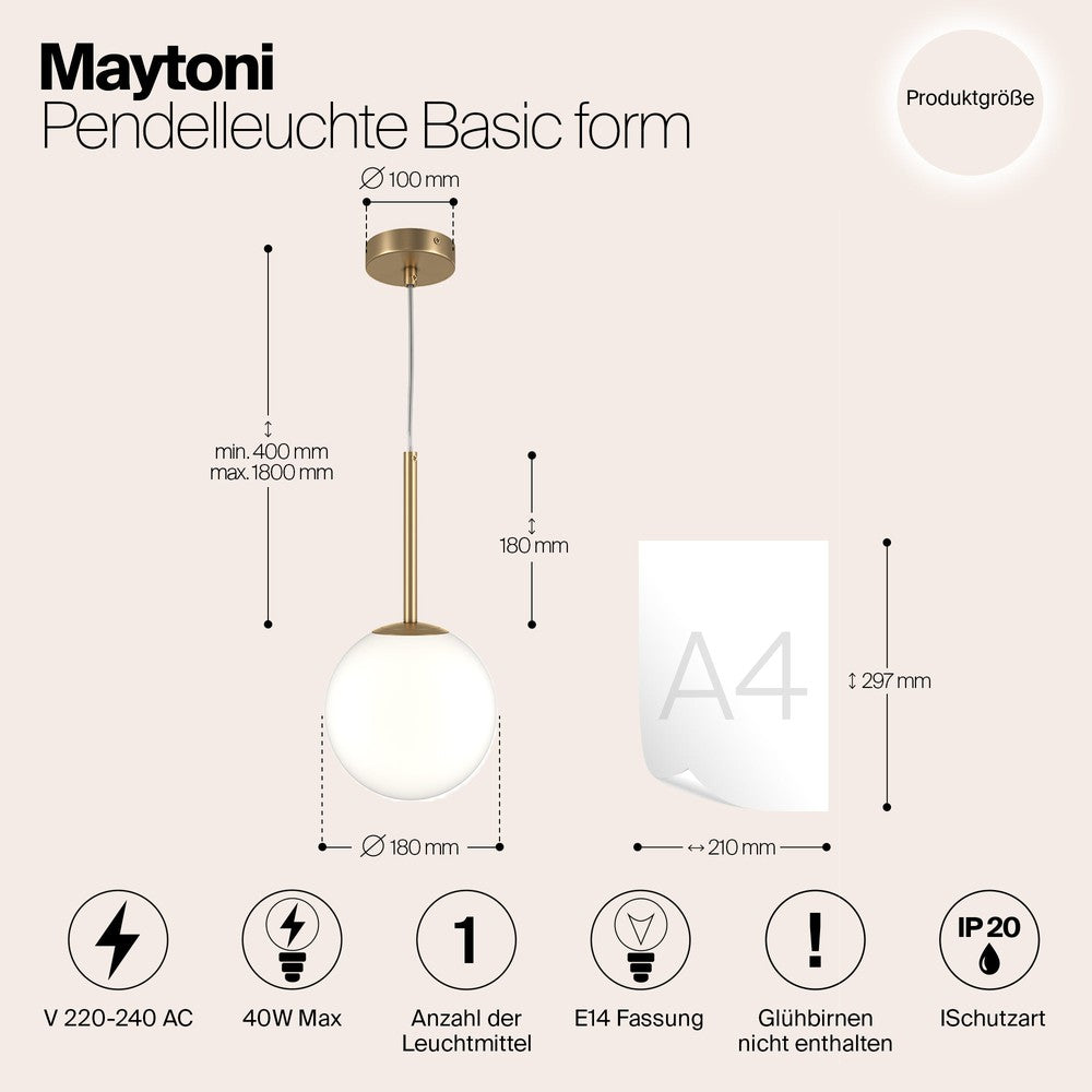 Basic form Pendant Lamp With Gold Styling - Small-Maytoni-South Charlotte Fine Lighting