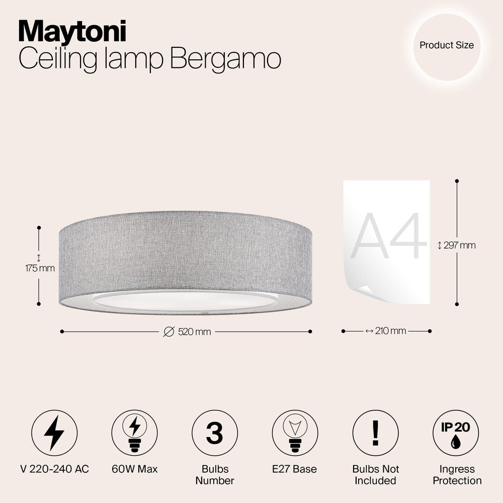 Bergamo Dark Grey Ceiling Lamp With Chrome Styling-Maytoni-South Charlotte Fine Lighting