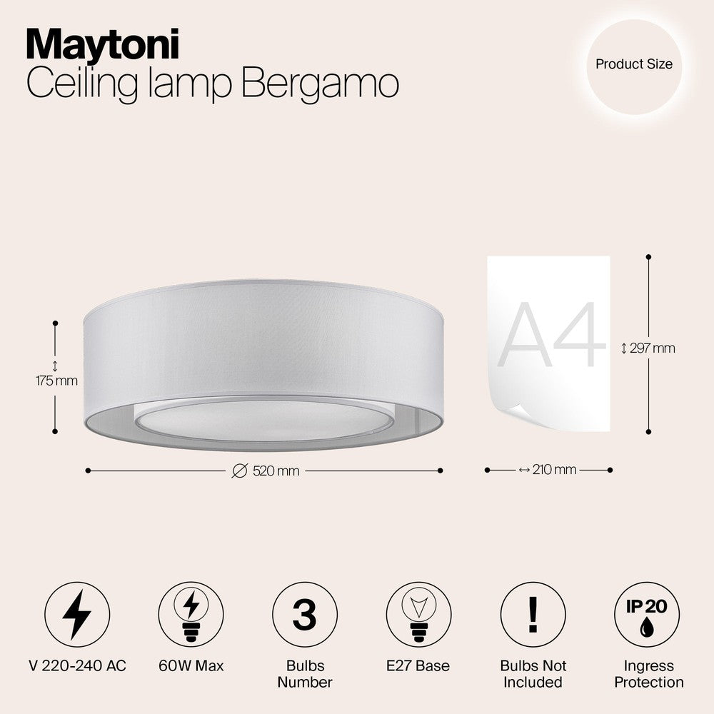 Bergamo Light Grey Ceiling Lamp With Chrome Styling-Maytoni-South Charlotte Fine Lighting