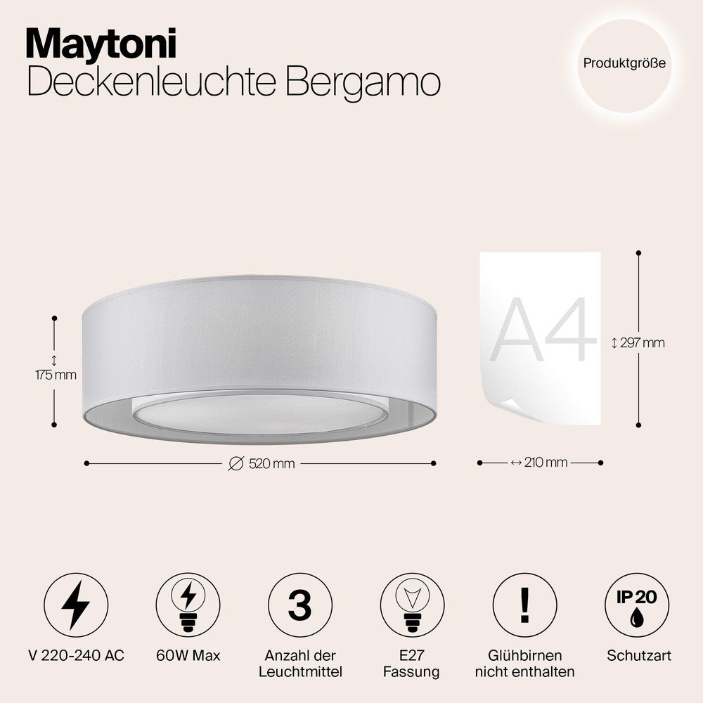Bergamo Light Grey Ceiling Lamp With Chrome Styling-Maytoni-South Charlotte Fine Lighting