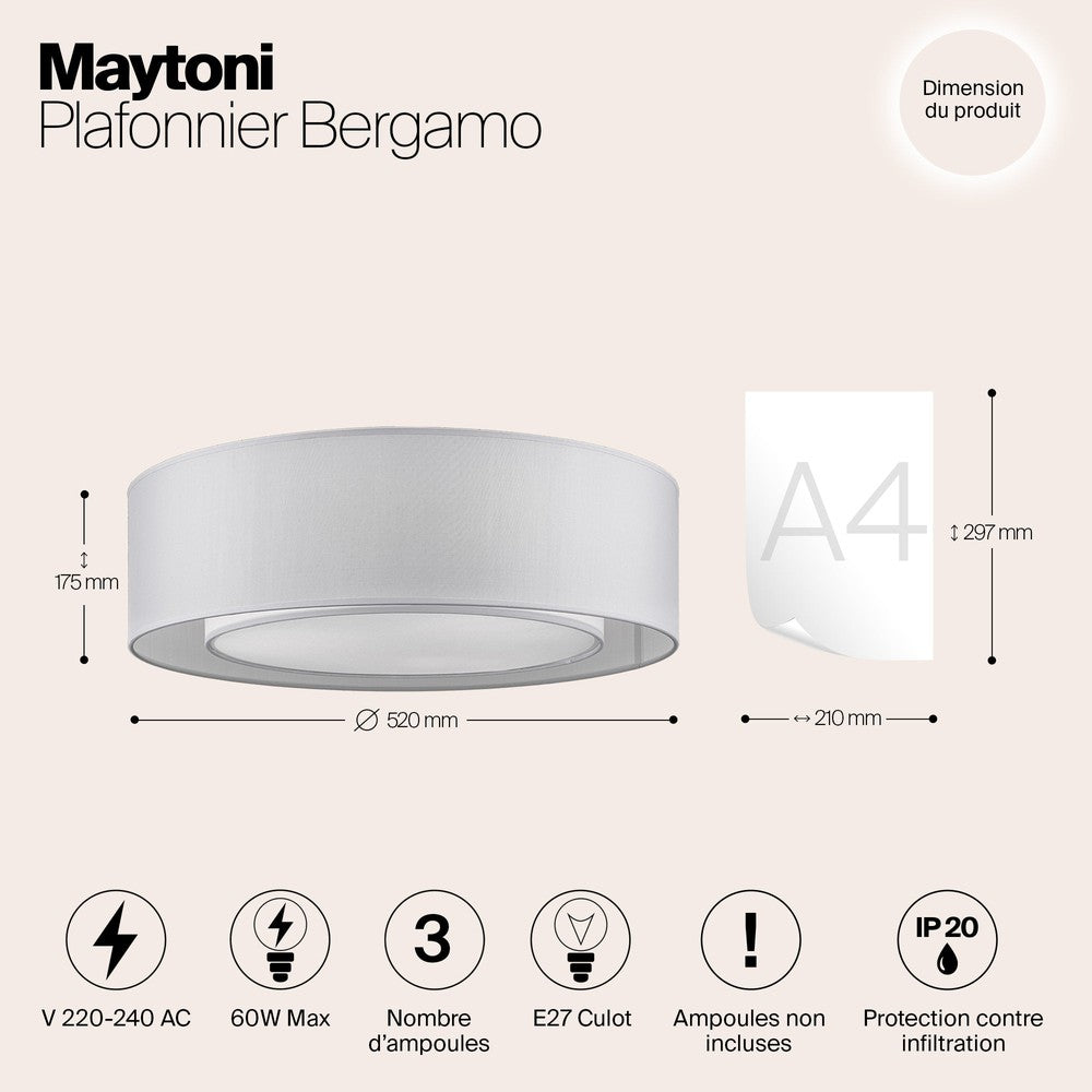 Bergamo Light Grey Ceiling Lamp With Chrome Styling-Maytoni-South Charlotte Fine Lighting