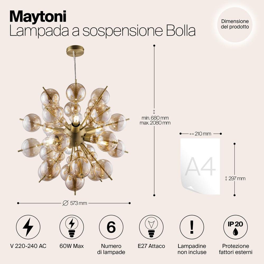 Bolla Pendant Lamp With Brass Styling-Maytoni-South Charlotte Fine Lighting